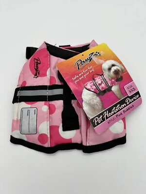 Pawz домашних животных плавания устройство собаки спасательный жилет розовый пузырьки, размер XXS новый с ярлыком - Изображение 1 из 4