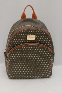 NWT Michael Kors Jet Set Item Signature PVC Large Studded Backpack Brown - Picture 1 of 4