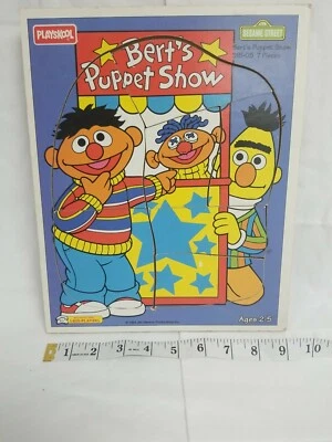 Rompecabezas de madera vintage Playskool 1994 Sesame Street Bert's Puppet Show #315-05 Foto 1 de 4