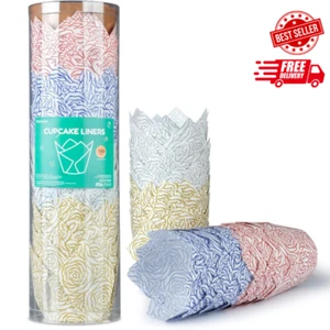 160Pcs Tulip Paper Cupcake & Muffin Liners Oil Resistant - Standard Size 4 Color - Picture 1 of 8