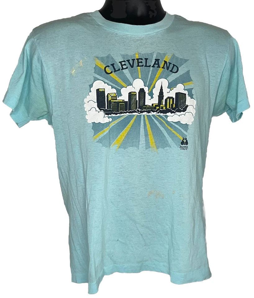 1983 - 1990 Cleveland, Oh Skyline camiseta puntada única Ohio vintage grande como está Foto 1 de 4