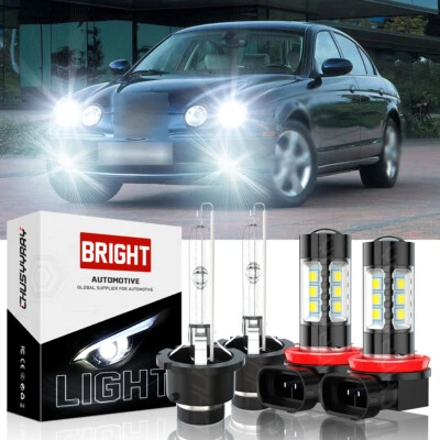 4x 6000K HID 车头灯高/低光束 + 雾灯灯泡适用于捷豹 X 型 2004-2008 — 第 1/4 张图片
