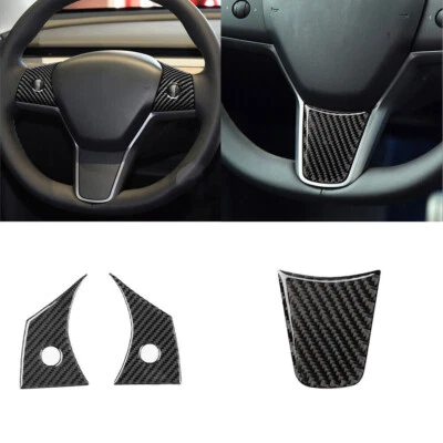 Cubierta interior del volante de fibra de carbono 3 piezas para Tesla modelo Y/3 17-22 Foto 1 de 4