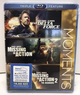 Chuck Norris Triple Feature Blu-ray: Delta Force, Missing In Action 2 Sealed  - Image 1 of 4