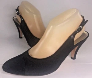 Zapatos Salvatore Ferragamo para mujer 9 negros satén honda bomba tacón punta puntiaguda de 3 - Imagen 1 de 12