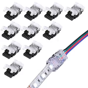 10 Pack 4 Pin LED Connector for RGB Waterproof Strip Light Strip to Wire 10mm - Picture 1 of 8