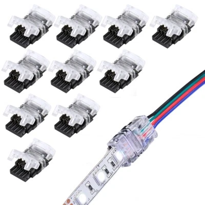 10 Pack 4 Pin LED Connector for RGB Waterproof Strip Light Strip to Wire 10mm - Image 1 of 4