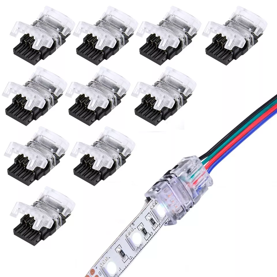 10 Pack 4 Pin LED Connector for RGB Waterproof Strip Light Strip to Wire 10mm - Image 1 of 4