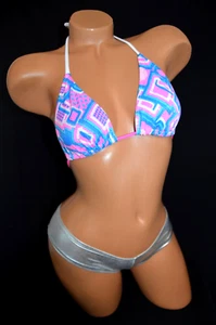 Exotic Dancer Stripper Ware Sexy Uv Glow Scrunch Butt Shorts Top Set - Picture 1 of 2