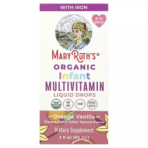 Organic Infant Multivitamin Liquid Drops, 6 - 12 Months, Orange Vanilla, 2 fl oz - Picture 1 of 3