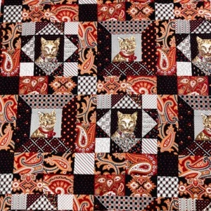 Cats Paisley Floral & Stars Coordinated Bundle of five 100% cotton prints 1yd ea - Picture 1 of 12