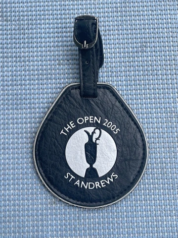 THE OPEN 2005 Golf St Andrews Leather Bag Tag Tiger Woods Win - Nicklaus Retires Cover