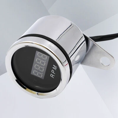 Universal LED Digital Tachometer Speedometer Motorcycle Gauge Waterproof 12V (Si - Image 1 of 4