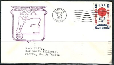 US Year of 1959 Burns to Portland First Flight Cover, (used). - Image 1 of 2