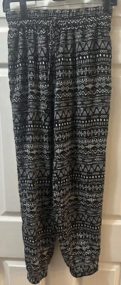 Pantalones informales para mujer Stoosh negro blanco estampado cintura elástica grande sin bolsillos EE. UU. Foto 1 de 4