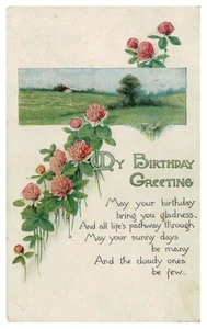 Cartolina Auguri Compleanno Inizio XX C Retro Diviso - Foto 1 di 2