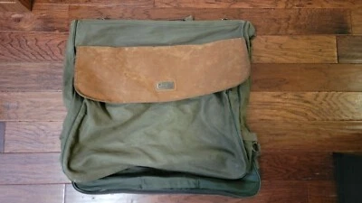 Vintage JEEP Wrangler Army Olive Green & Tan Canvas Garment Bag Travel Equipment - Image 1 of 4