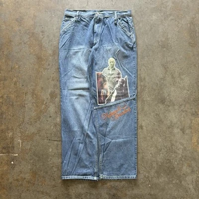 Jeans Makaveli Vintage Adulto 38x34 Sueltos Pierna Ancha Tupac Patinador Rap [Se Adapta a 36x34] Foto 1 de 4