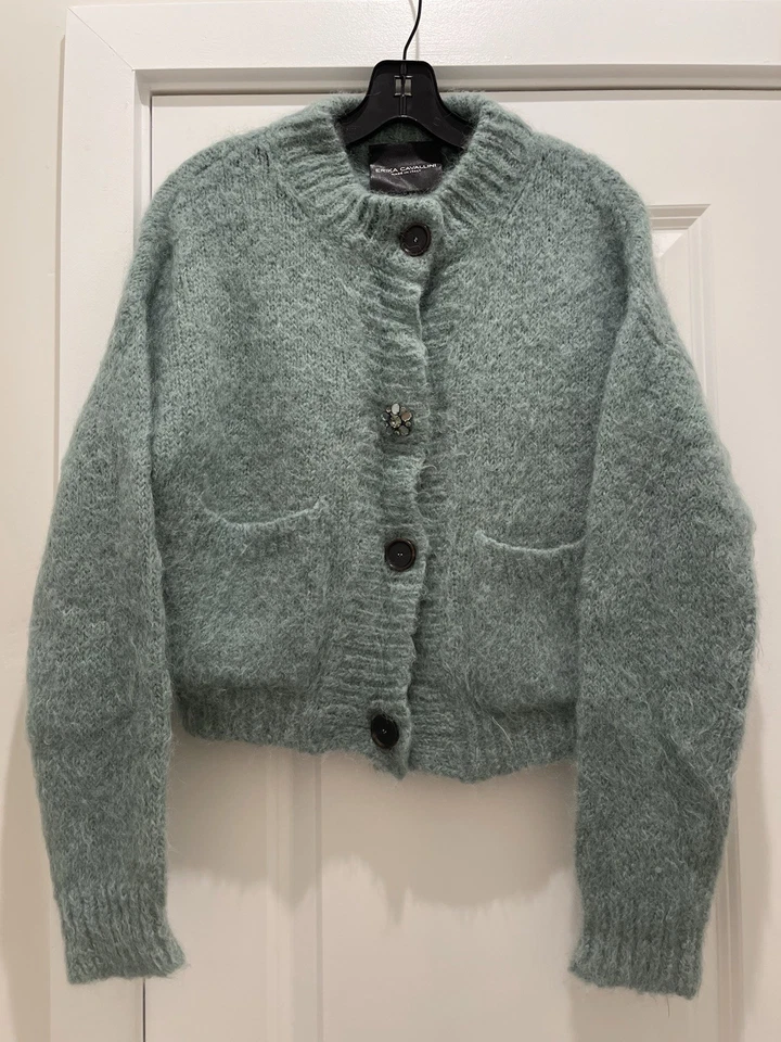 Cárdigan Suéter Erika Cavallini Talla Pequeña Mohair Alpaca Hecho en Italia Alta Costura Foto 1 de 4
