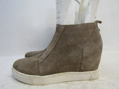 Steve Madden Mujer Talla 7 M Marrón Gamuza Cremallera Cuña Tobillo Moda Botas Foto 1 de 4