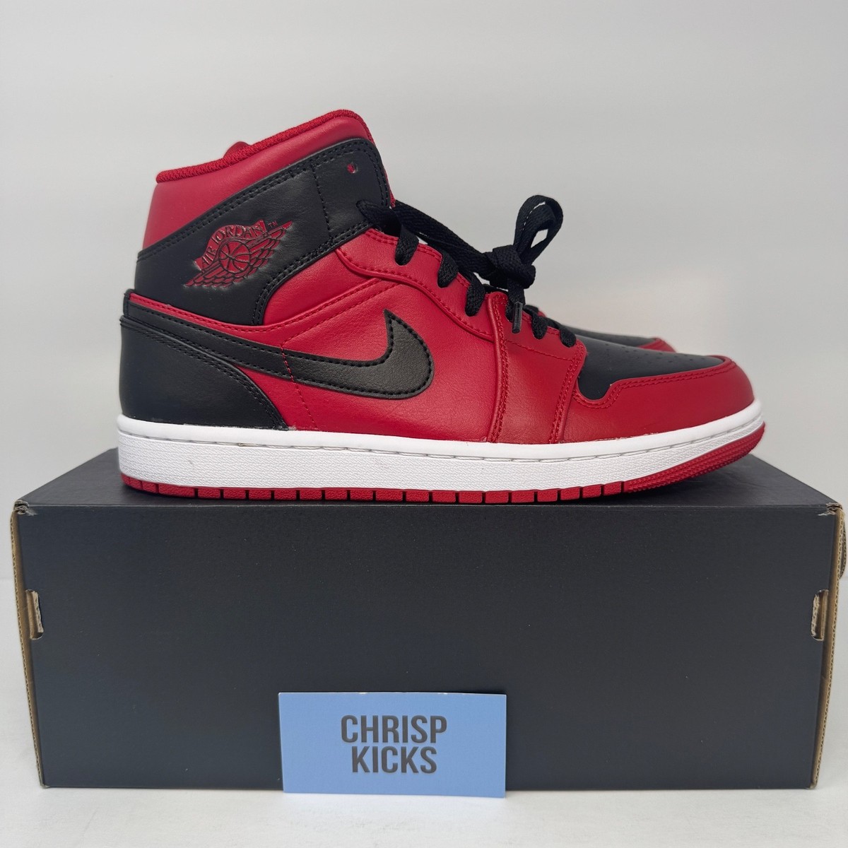 靴 Nike GS Air Jordan1 Mid ReverseBred 23.0 Air Jordan 1 Mid GS Shoes Reverse Bred Black Red Sneakers