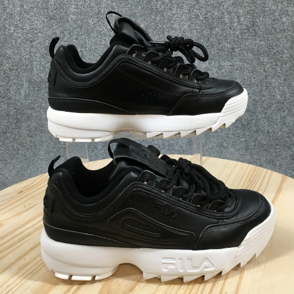 Fila Zapatos Mujer 8 Negro Disruptor II Entrenadores Tenis Cuero 5FM00106-013 Foto 1 de 4