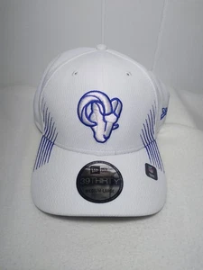 NFL New Era Men's Medium-Large 39THIRTY Los Angeles RAMS White & Blue Cap NEW - Picture 1 of 12