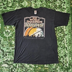 Vintage 1999 NBA Final San Antonio Spurs Shirt Black Tee T Shirt 90s Champions - Picture 1 of 12