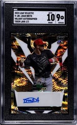 2023 Leaf Eclectic Juan Brito Valiant Autograph Tiger Lava 1/1! SGC 9/10 POP 1! - Image 1 of 2