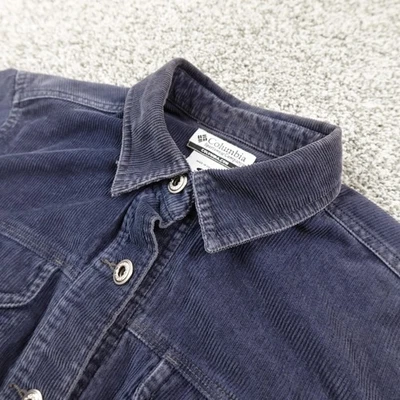 Columbia Chaqueta Mujer M Azul Pana Cordón Camisa Cazadora Abotonada Exterior HIke Foto 1 de 4