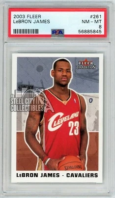 LeBron James 2003-04 Fleer Rookie Card #261 PSA 8 - Image 1 of 2