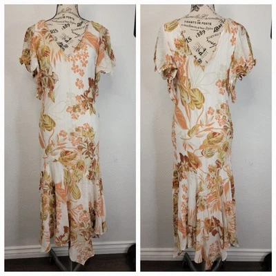 Eva 蓝色复古 Y2K 不对称荷叶边花卉迷笛连衣裙女式 12 童话 — 第 1/4 张图片