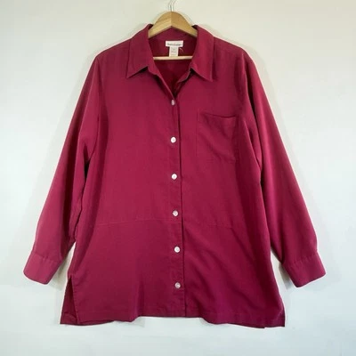 Camisa Top de Viaje Travelsmith Para Mujer XL Rosa Manga Larga Informal Botón Frontal Foto 1 de 4