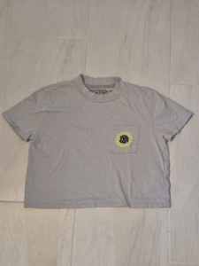 Volcom Women's Light Grey Crew Neck Cropped T-shirt with Pocket Design Size S - Picture 1 of 9