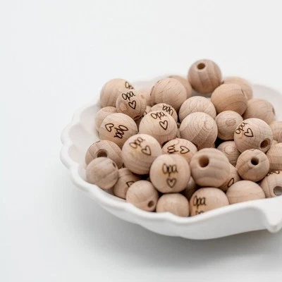 Perla in legno incisione fatta a mano "Nonno" 12mm/15mm - Immagine 1 di 2