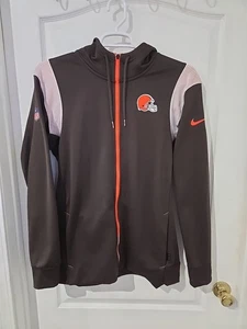 Cleveland Browns NFL Large Nike Therma Fit Full Zip Hoodie Jacket Brown Orange - Picture 1 of 11
