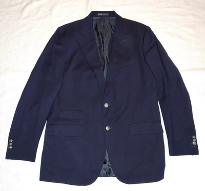VTG Polo Ralph Lauren Navy Wool Single Breasted Sport Coat 42L 42 Long (FLAW) - Image 1 of 4