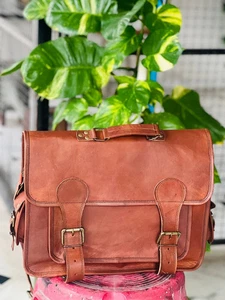 Braune Herren-Aktentasche aus echtem Leder Kuriertasche Laptoptasche - Bild 1 von 6