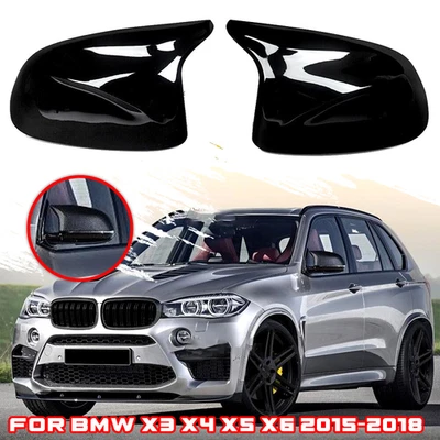 For BMW X5 F15 X4 F26 X3 F25 2014-2018 Gloss Black Snap-On Side Mirror Cover Cap Foto 1 de 4