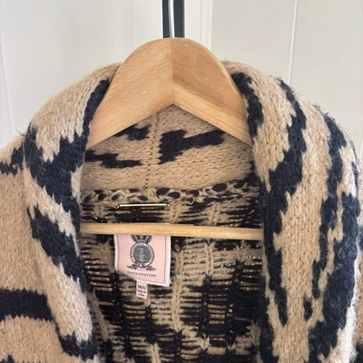 Cárdigan abierto grueso tostado Juicy Cotoure para mujer M/L mezcla de lana de alpaca estampado de cebra Foto 1 de 4