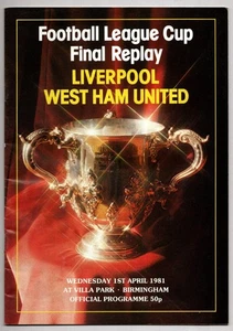 Copa Liga Liverpool v West Ham United 1980-1981 01/04/1981 - Imagen 1 de 2