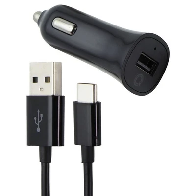 Quikcell Power Pack 2.4A Car Charger with 4ft USB-A to USB-C Cable - Black - Image 1 of 4