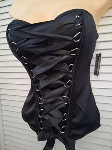 Black Corset Laceup Front Sz L - Picture 1 of 9