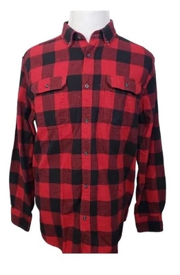 George Men's 2XL (50-52) Red Buffalo Check Plaid LS Button-Down Collar Flannel - Image 1 of 4