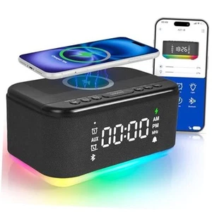 Bluetooth Alarm Clock Radio Bedroom, Digital Dual Alarm Clock Bedroom, Up to  - Picture 1 of 7