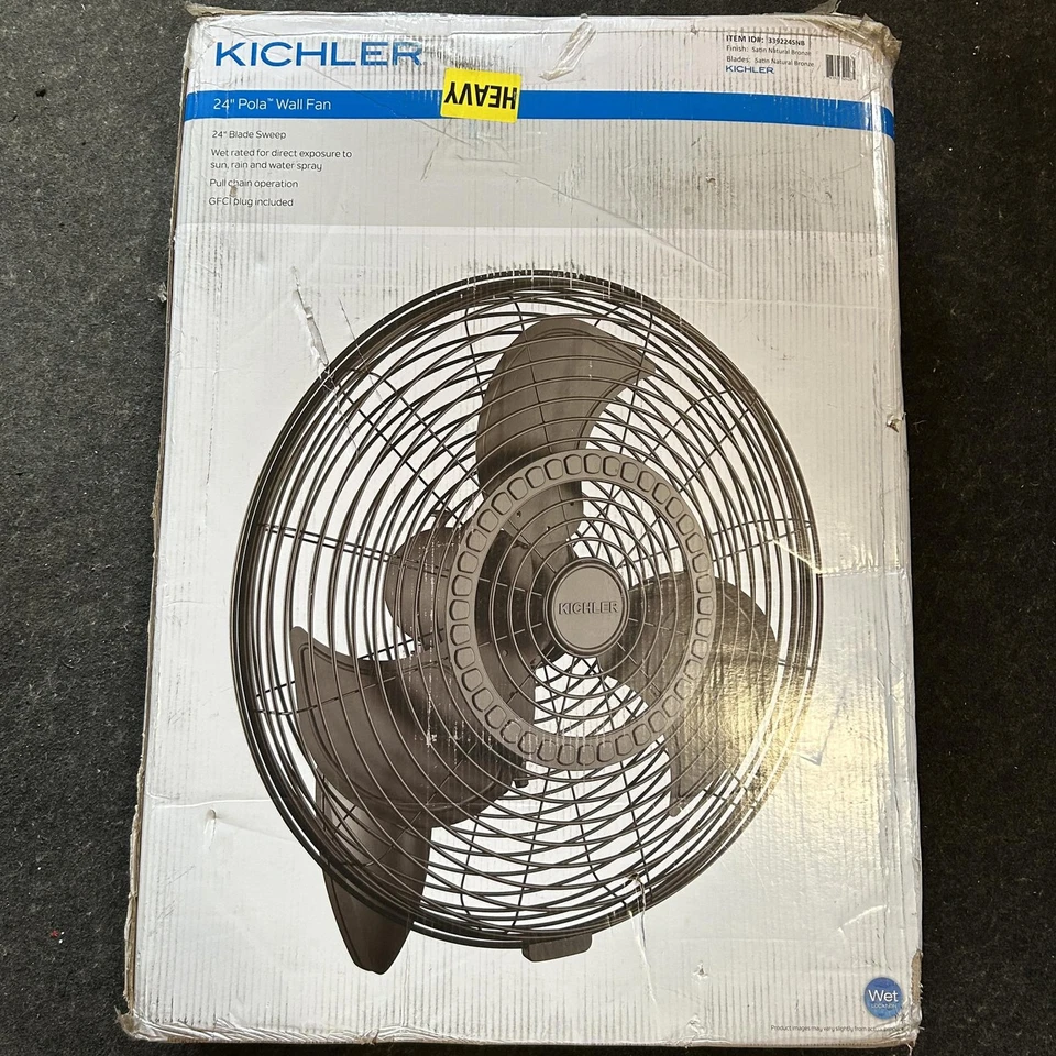 Kichler 339224SNB Wall Fan, 24", 24 Inch, Satin Natural Bronze - Image 1 of 4