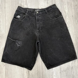 Vintage Boss Black Denim Baggy Shorts W38 Made in USA Y2K Embroidered Streetwear - Bild 1 von 11