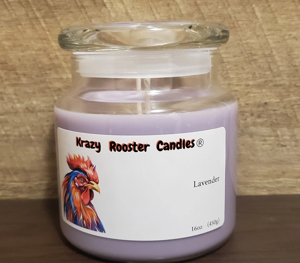 Vela Krazy Rooster lavanda 16 oz doble mecha Foto 1 de 1