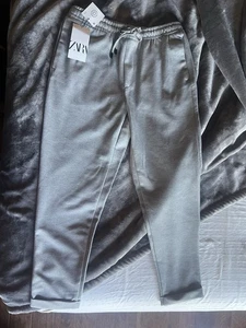 Zara jogger pants men's M jogger soft Gray 100% cotton drawstring NWT - Picture 1 of 5