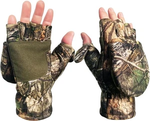 Camouflage Hunting Gloves Convertible Fingerless Mittens Pro Large, L - Picture 1 of 9